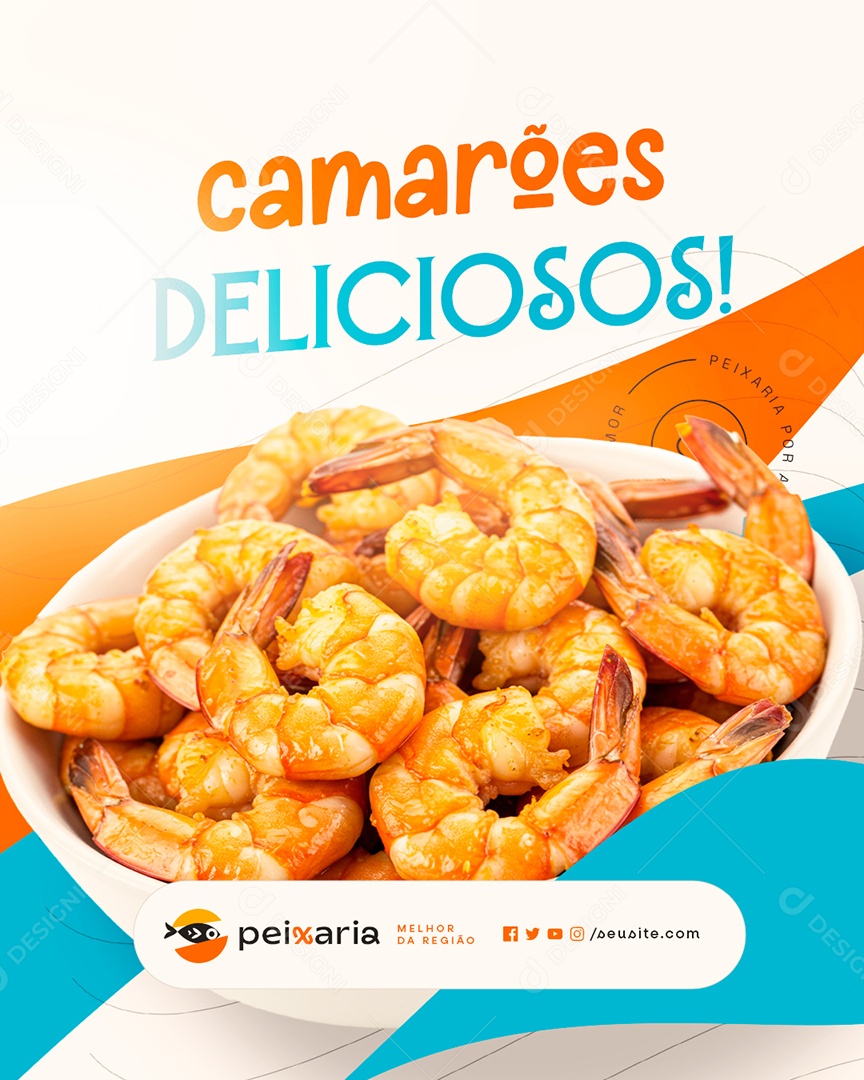 Peixaria Camarões Deliciosos Social Media PSD Editável
