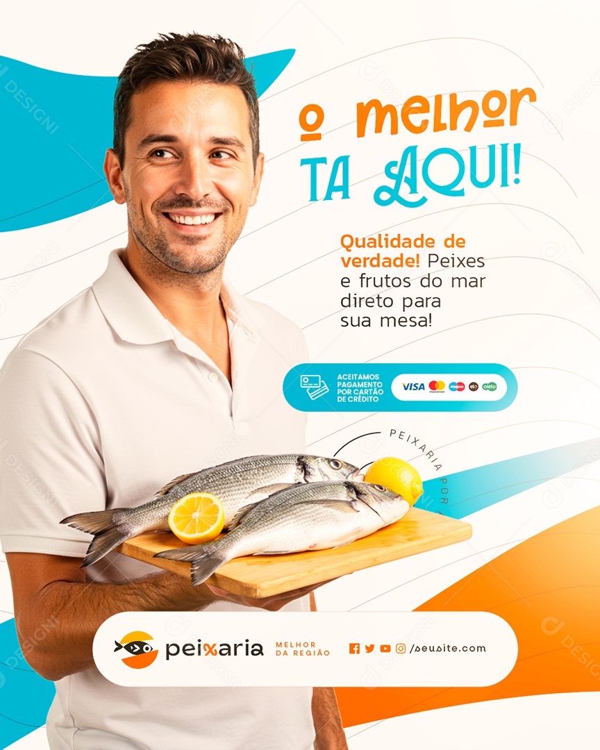 Peixaria O Melhor Tá Aqui Social Media PSD Editável