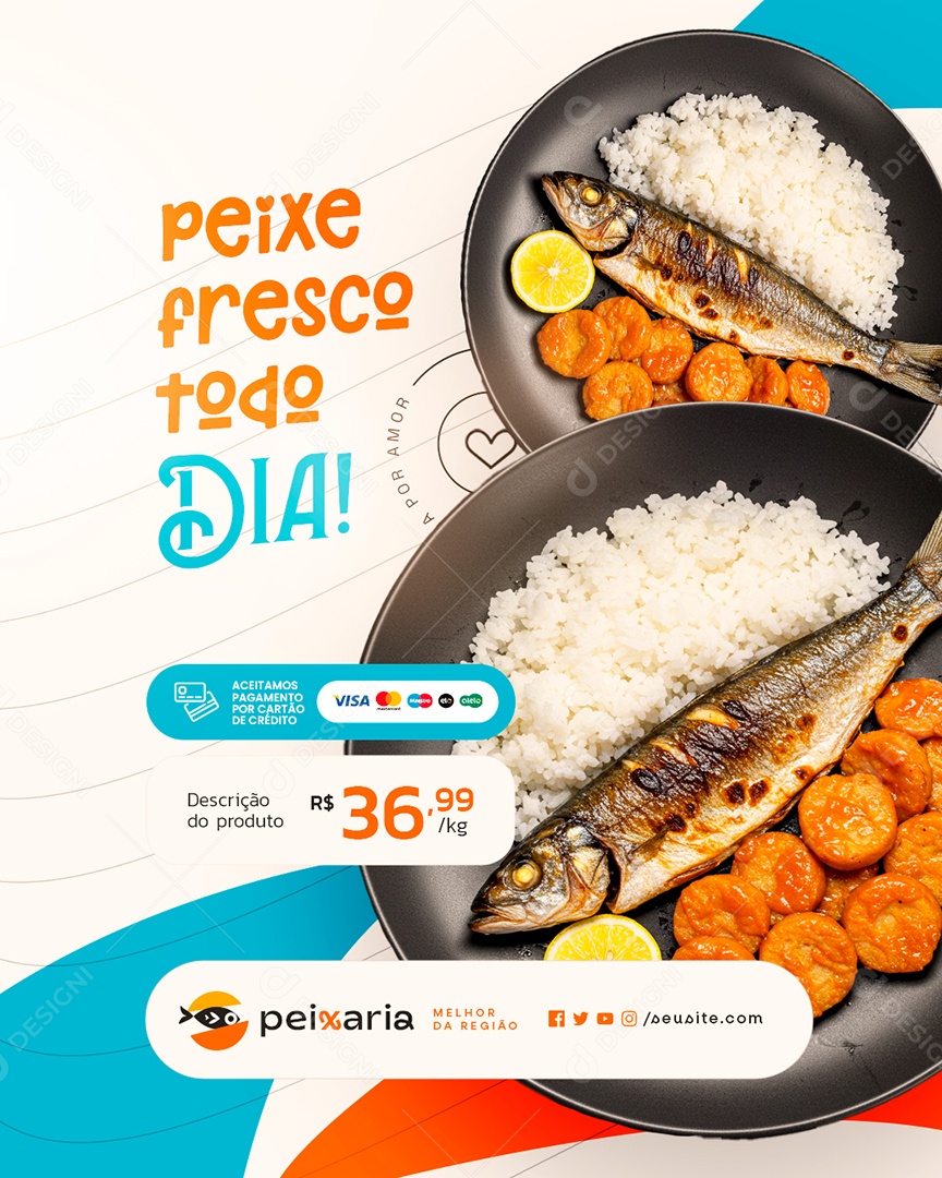 Peixaria Peixe Fresco Todo Dia Social Media PSD Editável