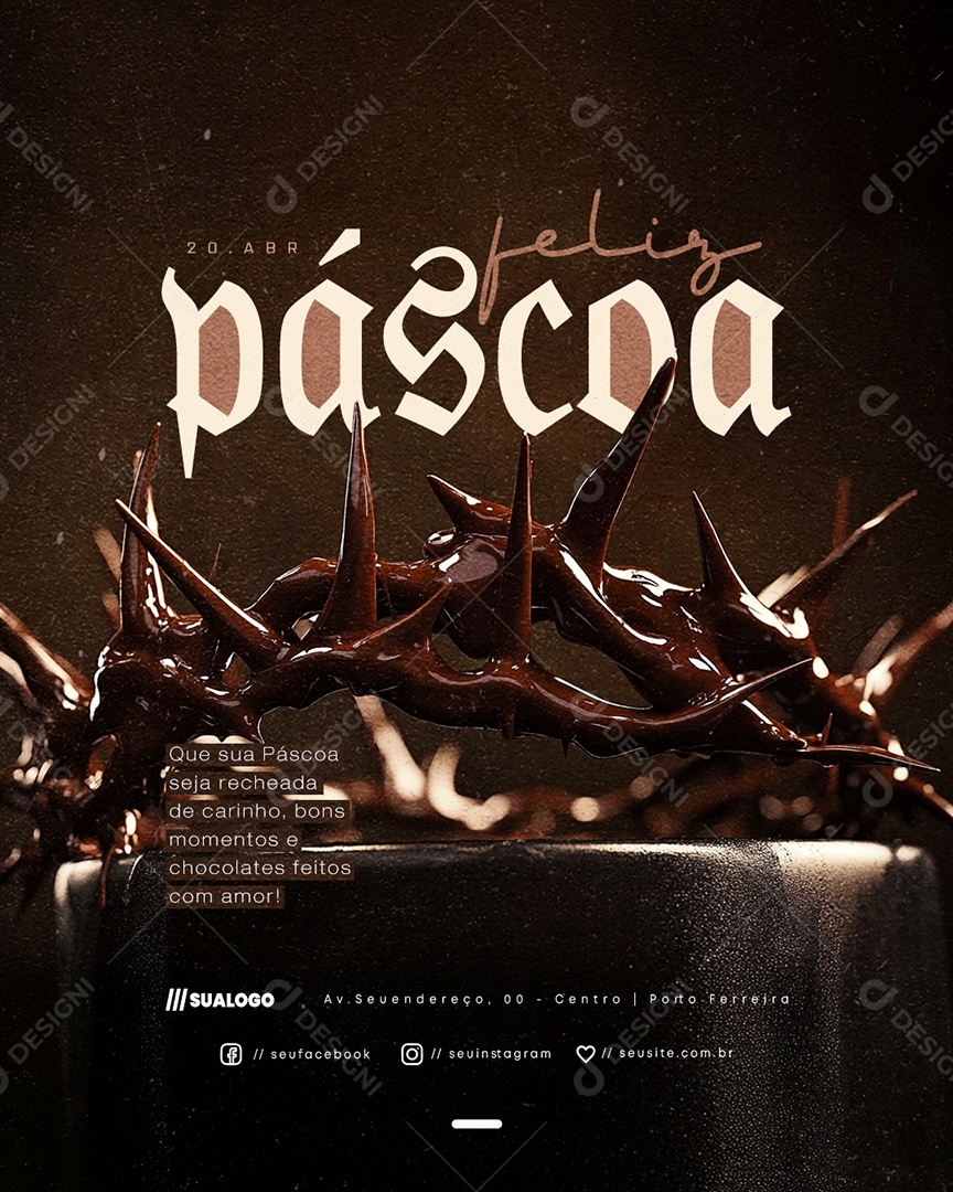 Chocolateria Feliz Páscoa 20 de Abril Social Media PSD Editável