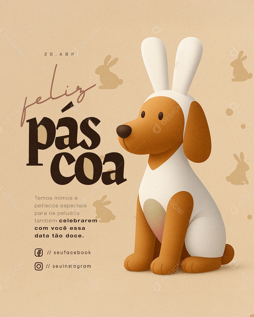 Pet Shop Feliz Páscoa 20 de Abril Social Media PSD Editável