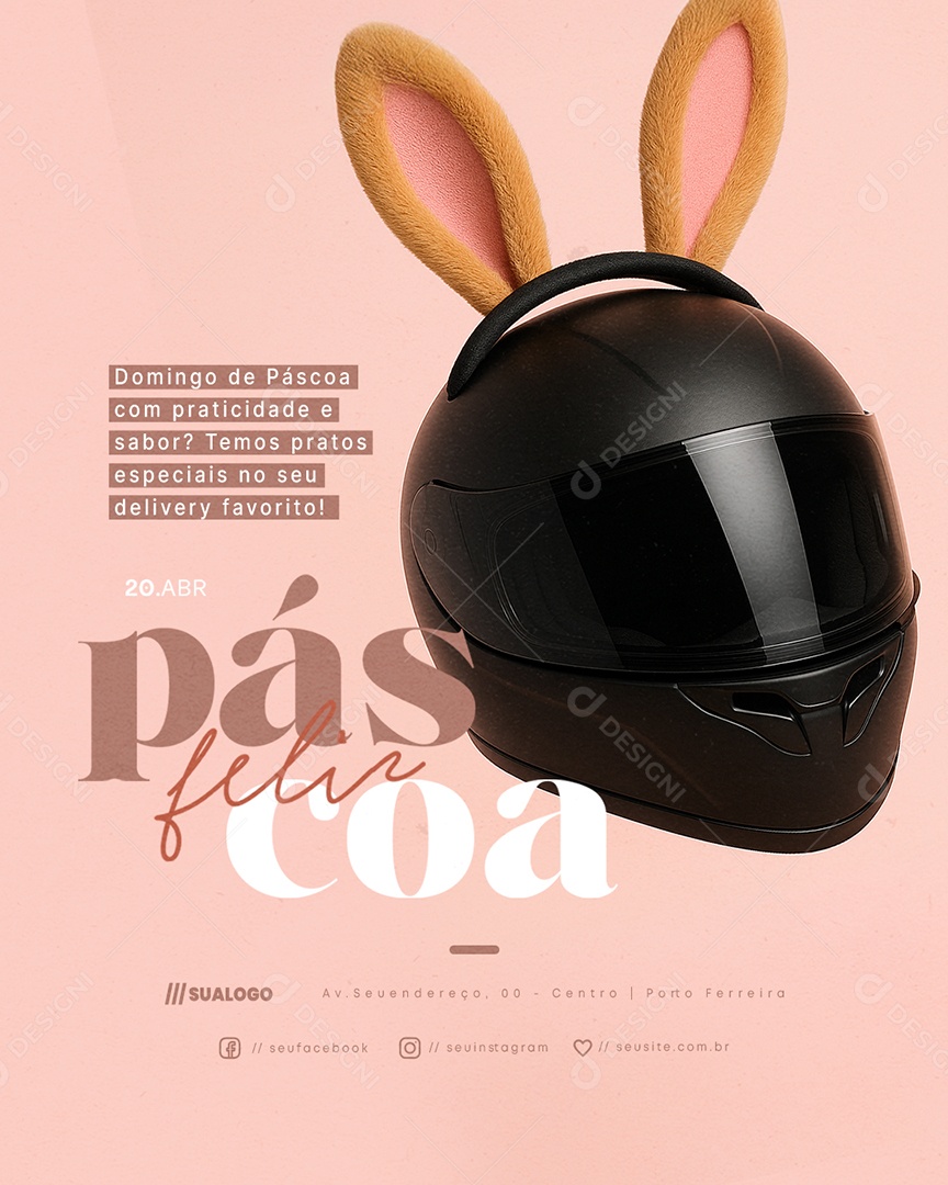 Restaurante Feliz Páscoa 20 de Abril Temos Pratos Especiais Social Media PSD Editável