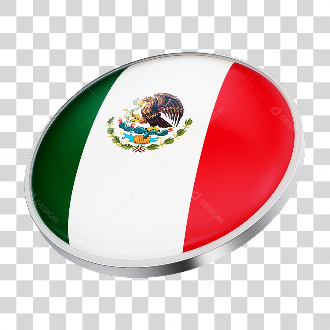 Botão com Bandeira de México PNG Transparente