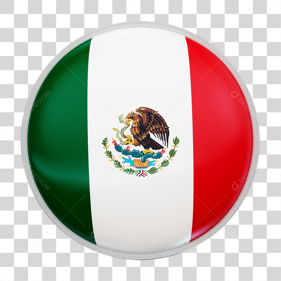 Botão com Bandeira do México PNG Transparente