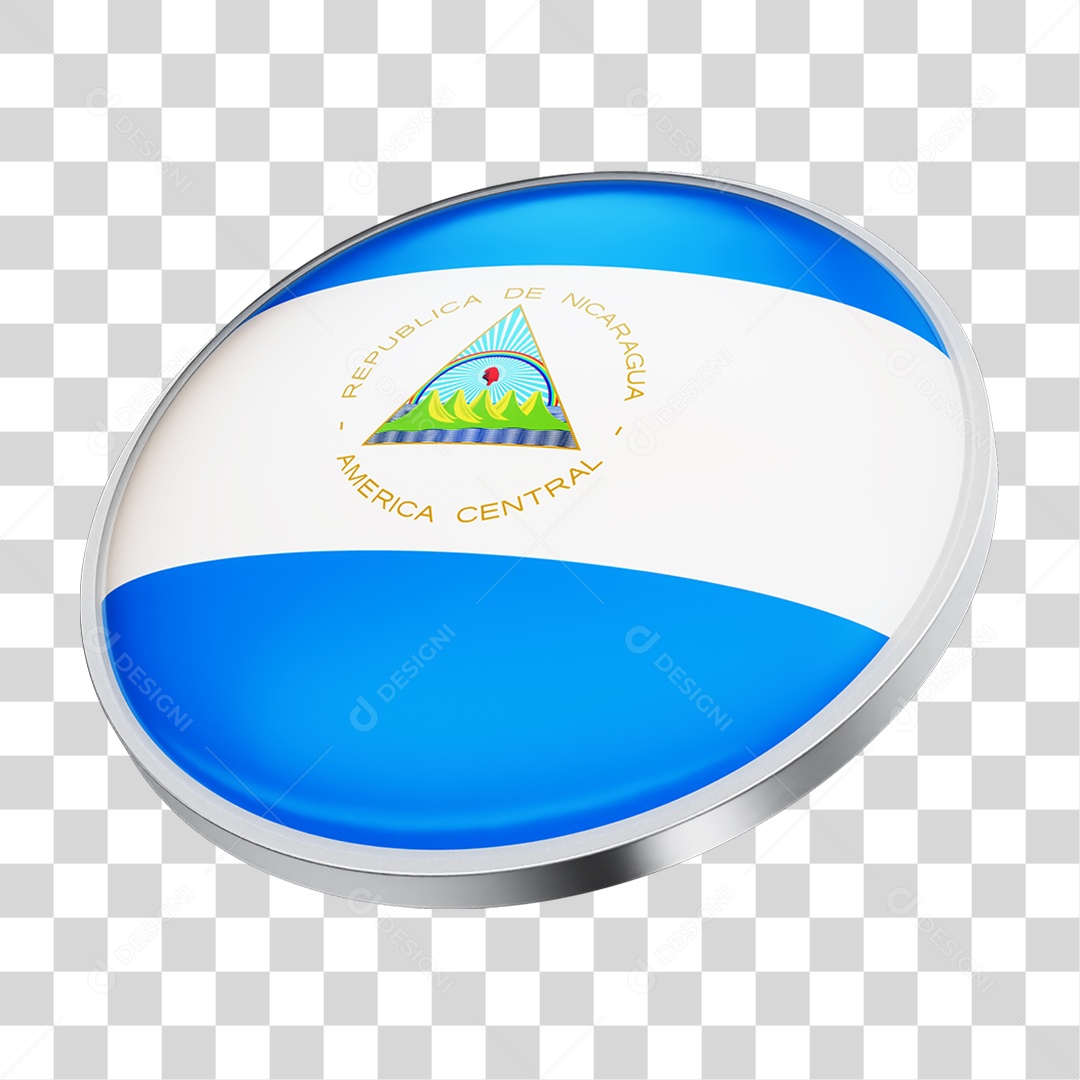 Botão com Bandeira de Nicarágua PNG Transparente