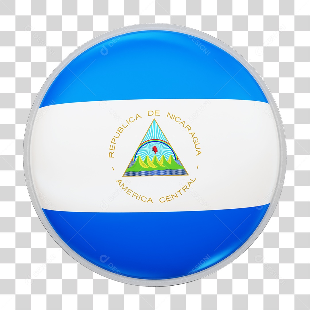 Botão com Bandeira de Nicarágua PNG Transparente
