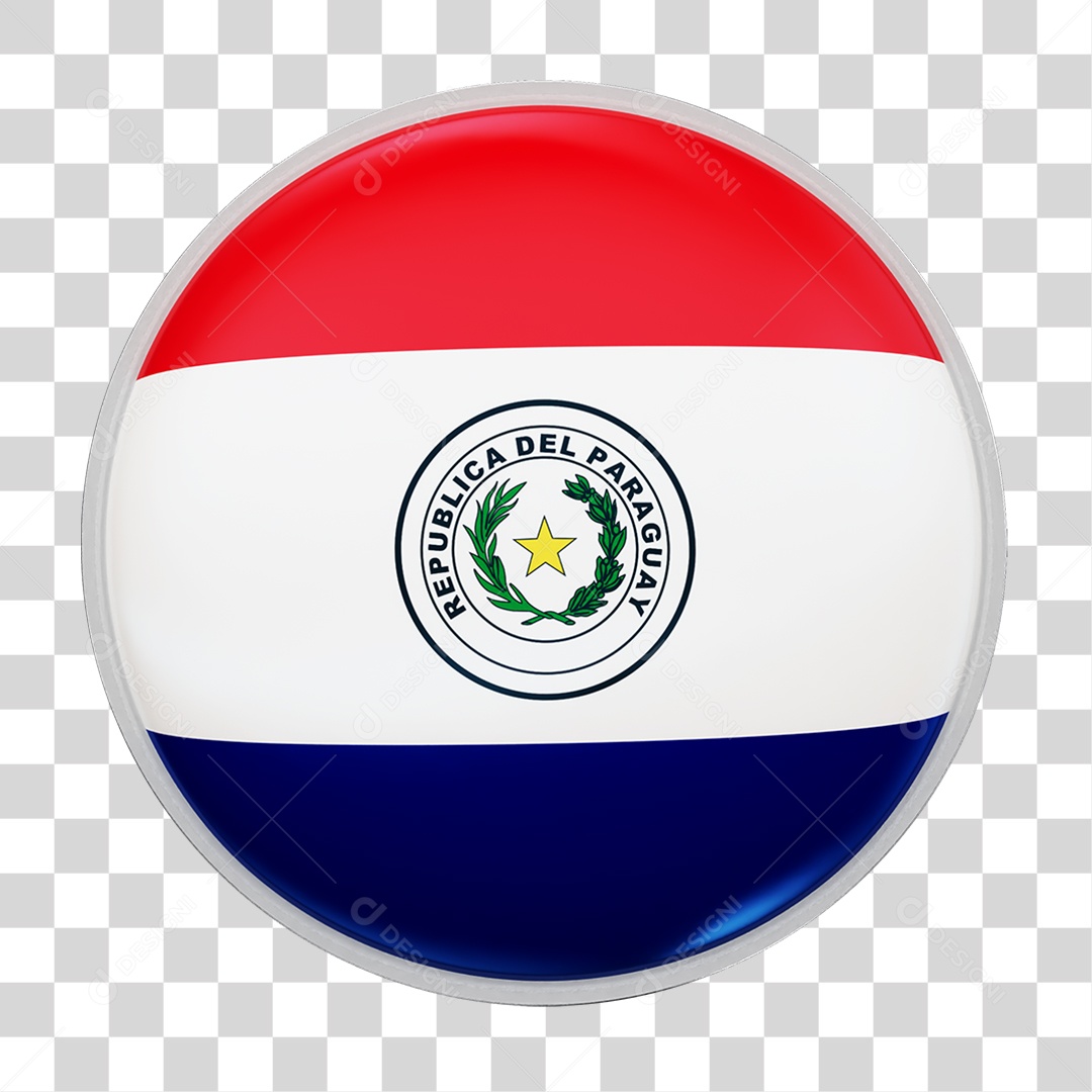 Botão com Bandeira de Paraguai PNG Transparente