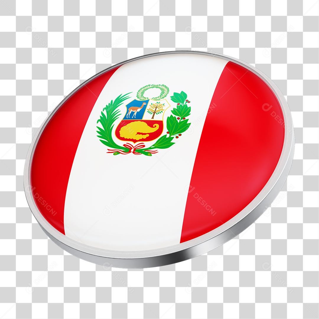 Botão com Bandeira de Peru PNG Transparente