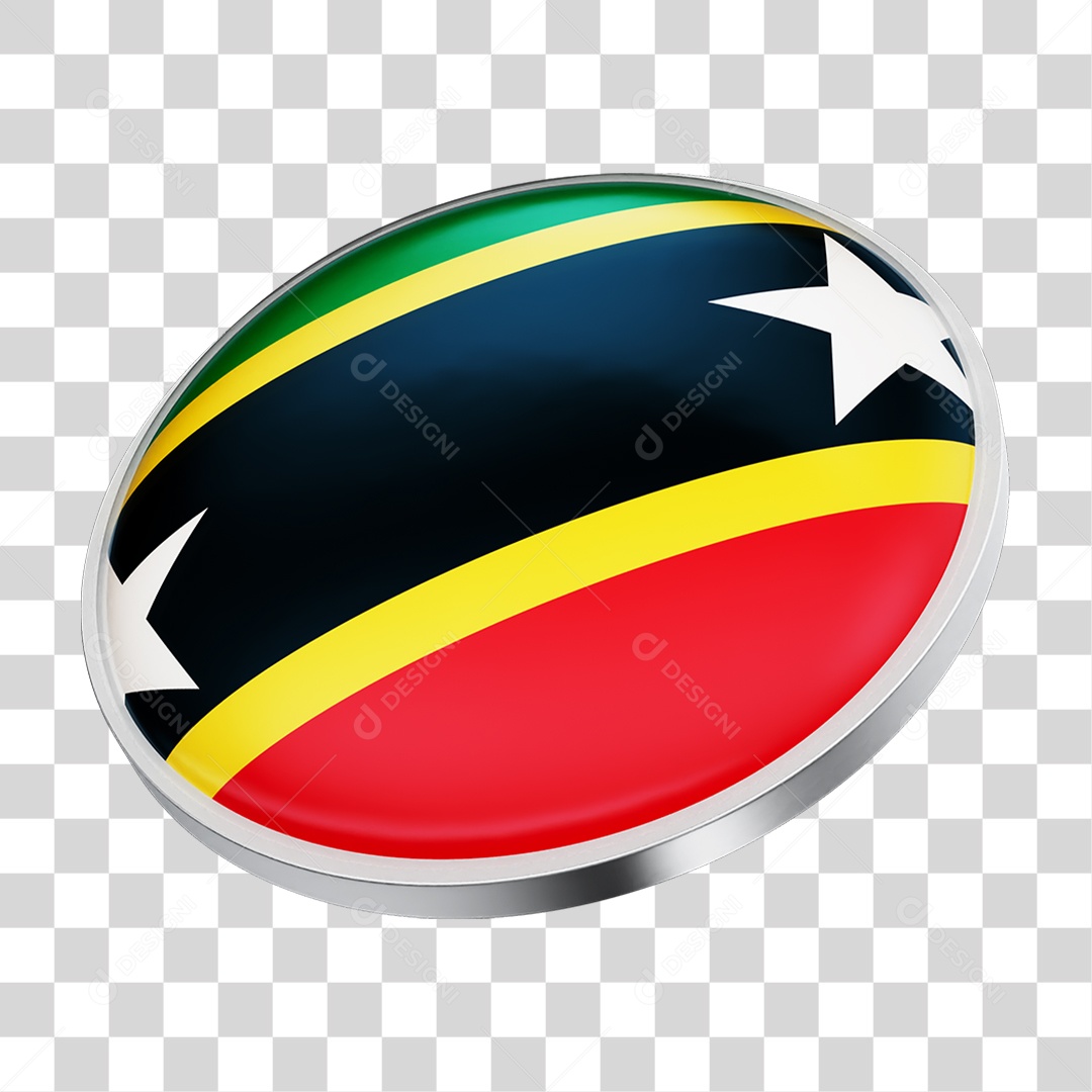 Botão com Bandeira de São Cristóvão e Neves PNG Transparente