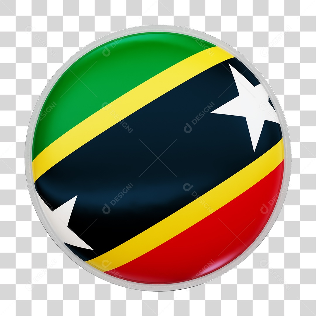 Botão com Bandeira de São Cristóvão e Neves PNG Transparente