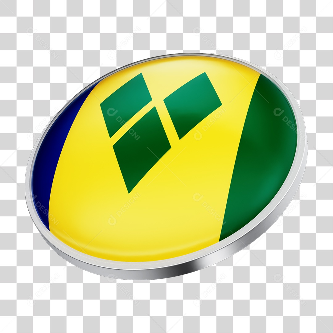 Botão com Bandeira da São Vicente PNG Transparente