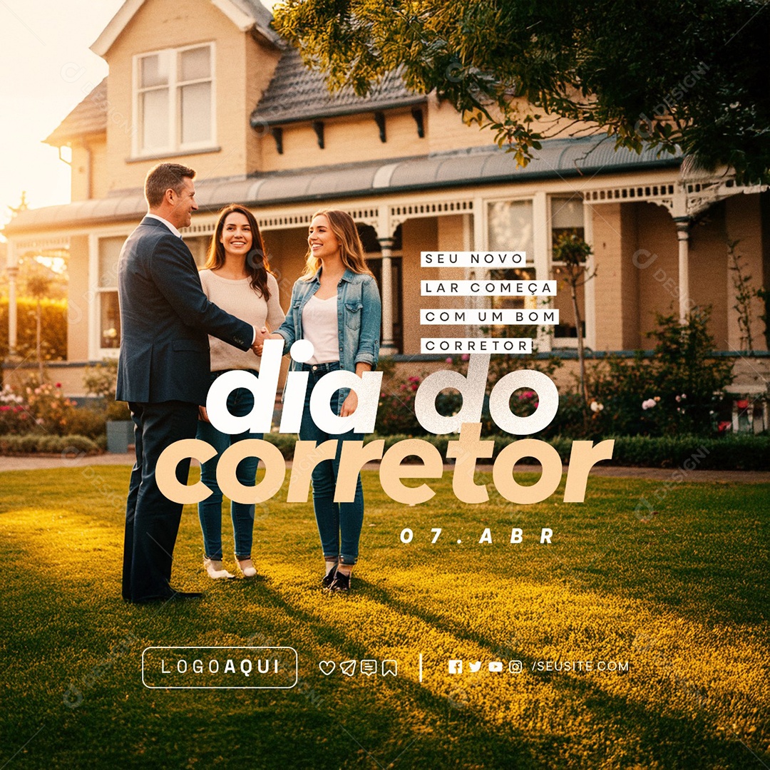 Dia do Corretor 07 de Abril Social Media PSD Editável