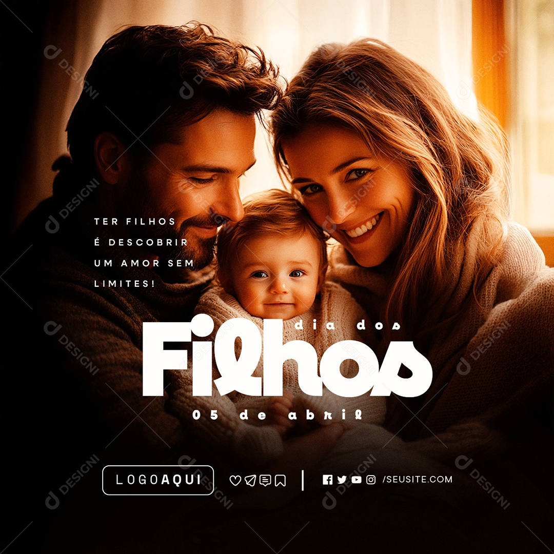 Dia dos Filhos 05 de Abril Social Media PSD Editável