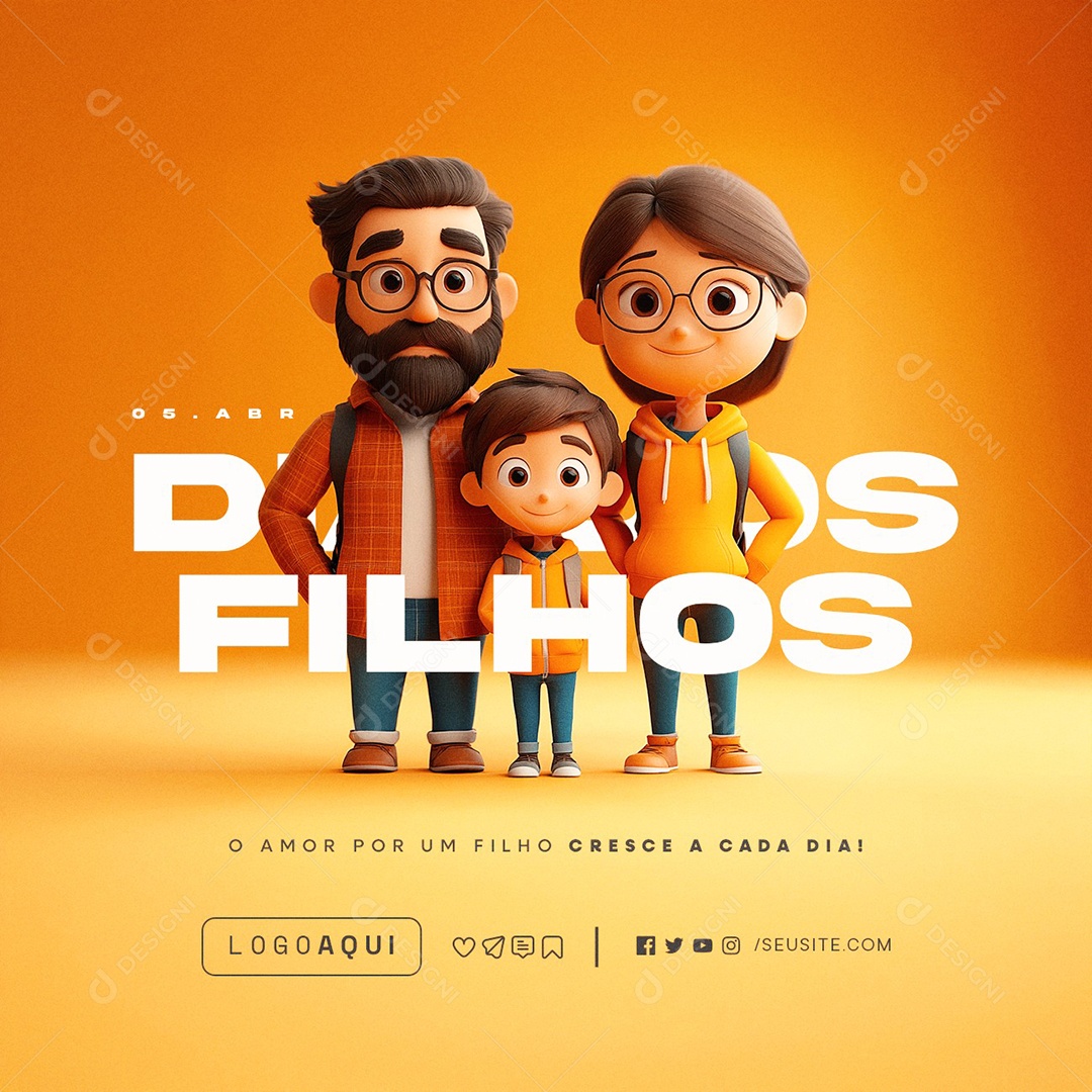 Dia dos Filhos 05 de Abril O Amor por Um Filho Social Media PSD Editável