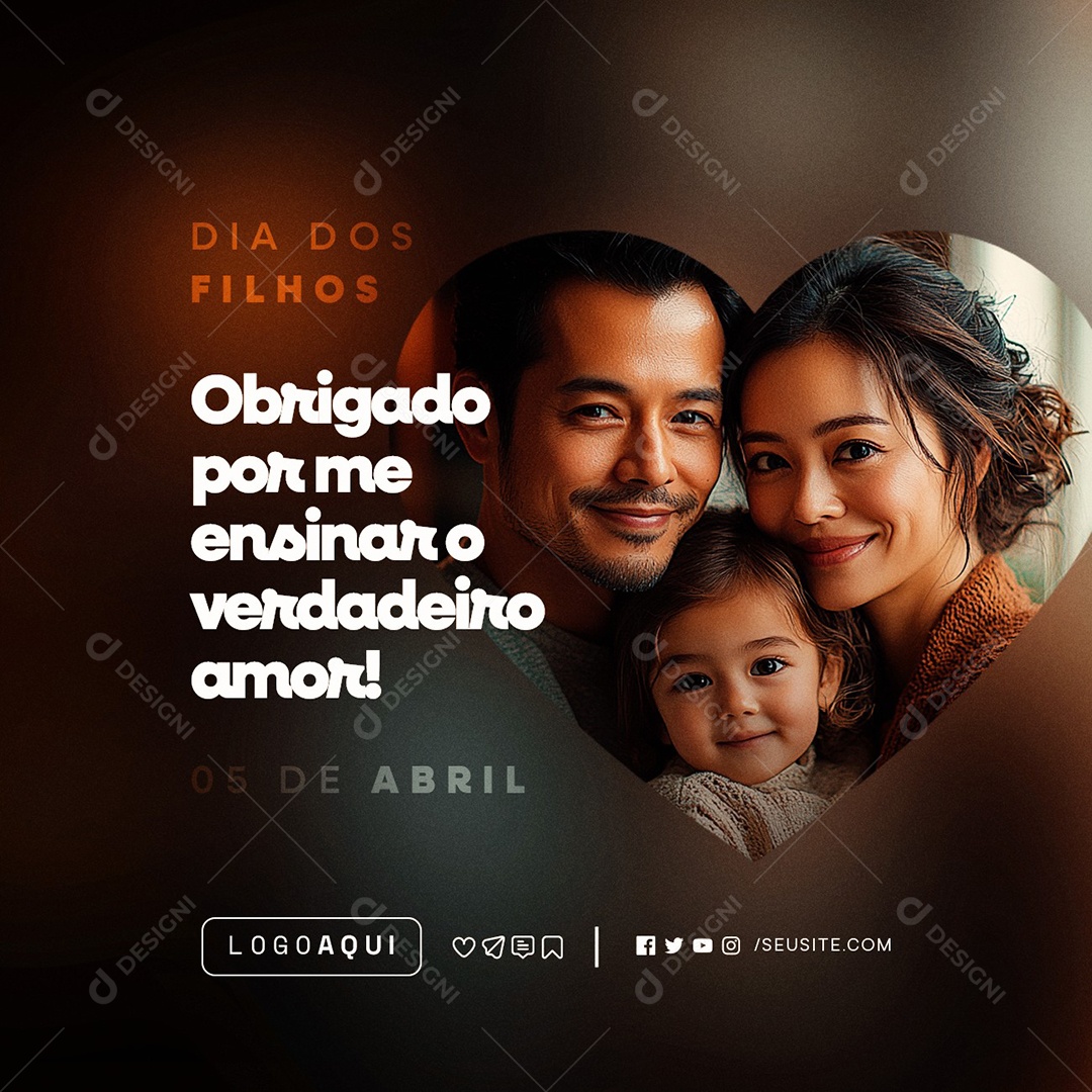 Dia dos Filhos 05 de Abril Obrigado Social Media PSD Editável