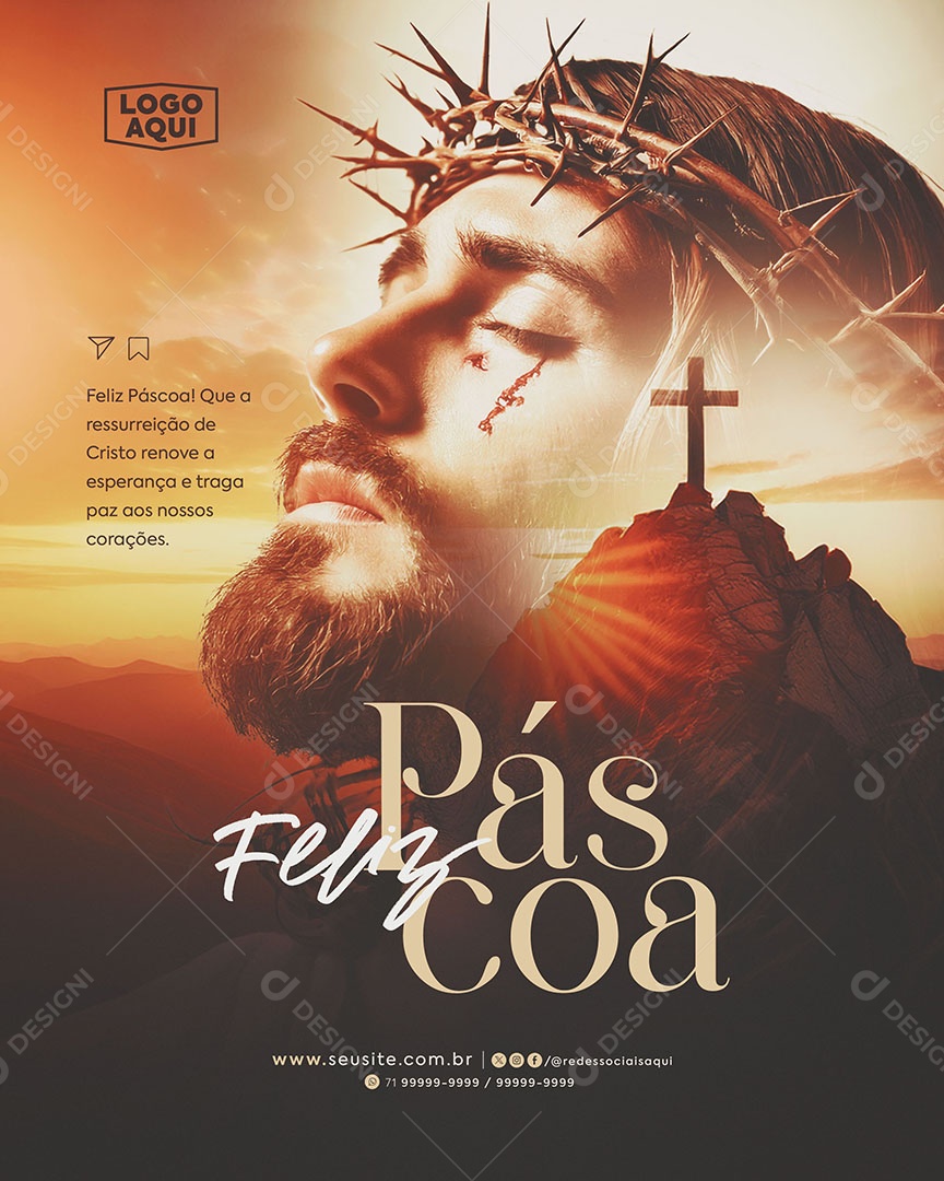 Feliz Páscoa 20 de Abril Social Media PSD Editável