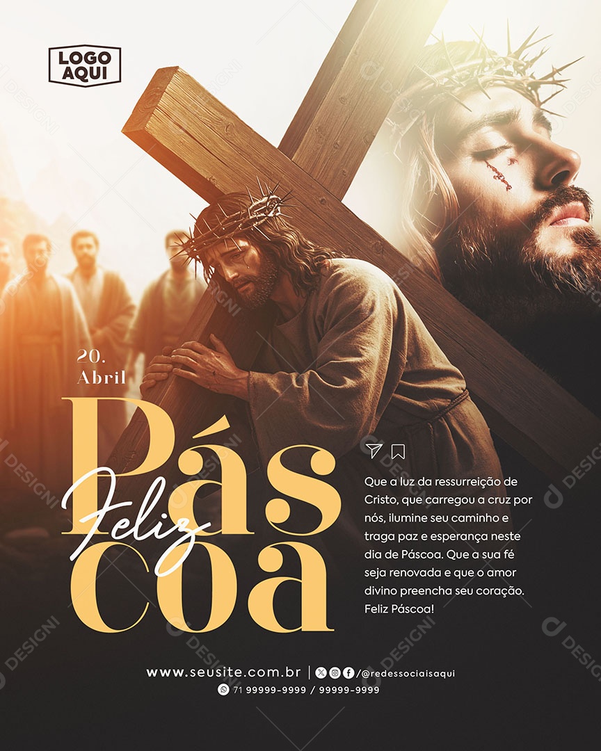 Feliz Páscoa 20 de Abril Social Media PSD Editável