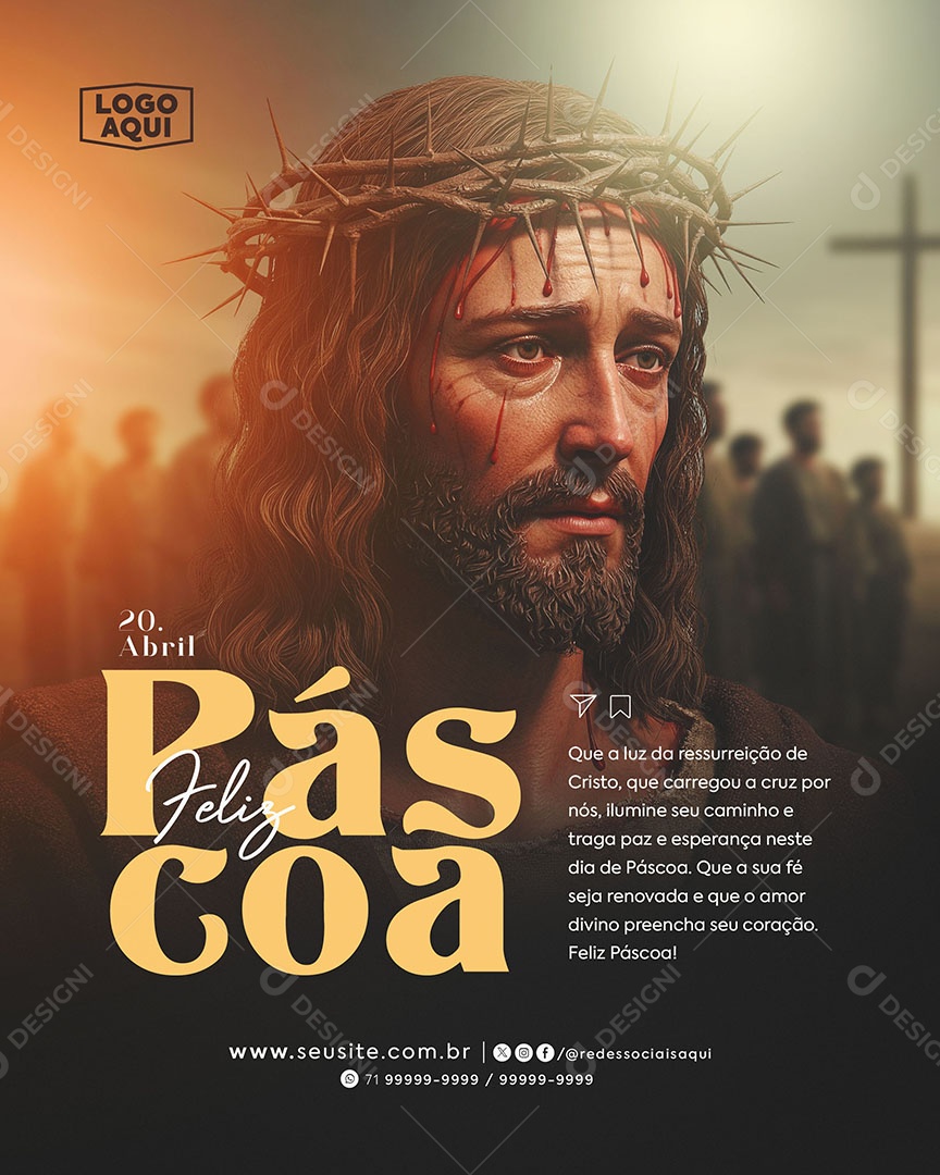 Feliz Páscoa 20 de Abril Social Media PSD Editável