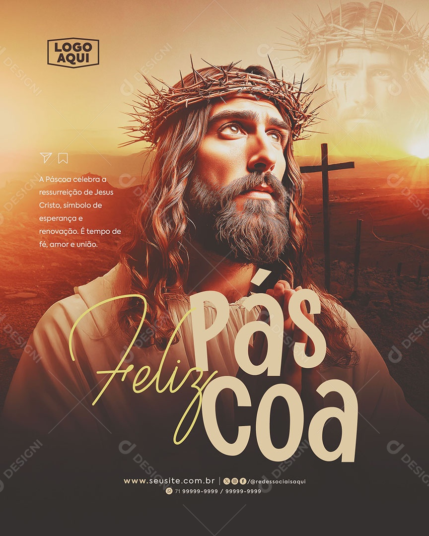 Feliz Páscoa 20 de Abril Social Media PSD Editável