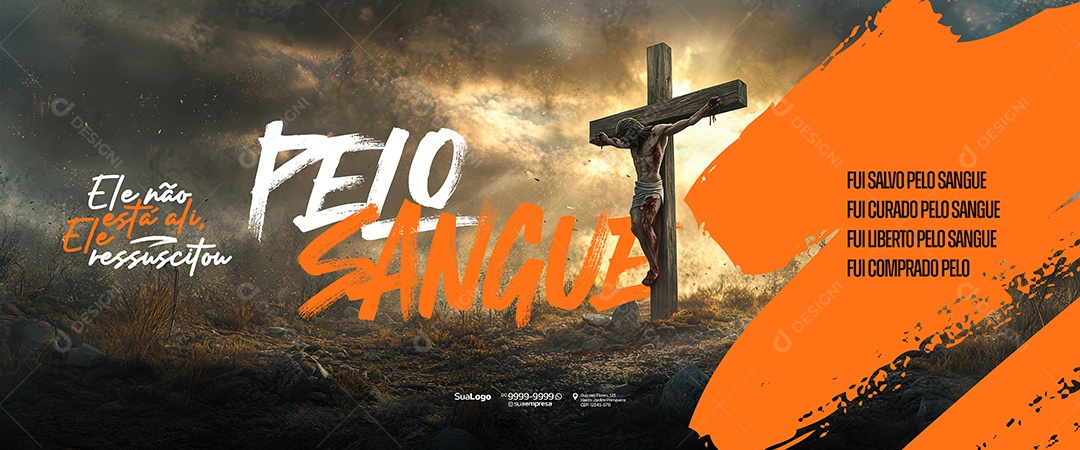 Banner Semana Santa Pelo Sangue Social Media PSD Editável