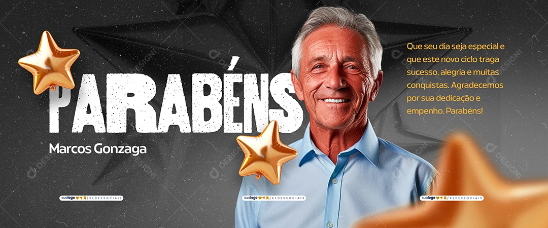 Banner Parabéns Marcos Gonzaga Social Media PSD Editável