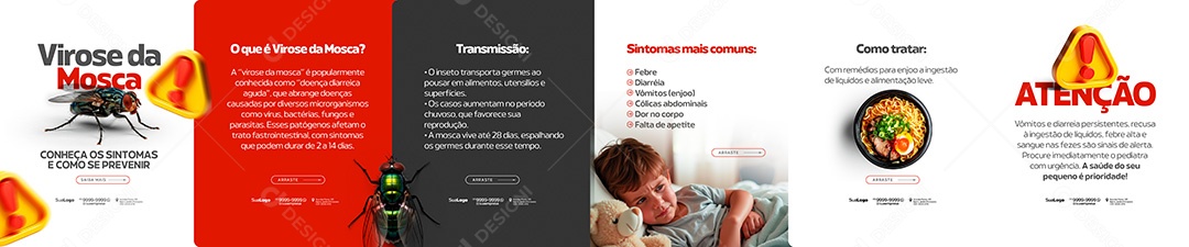 Banner Virose da Mosca Conheça Os Sintomas e Como Se Prevenir Social Media PSD Editável