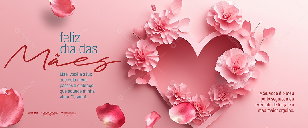 Banner Feliz Dia Das Mães O Amor de Mãe é Unico Social Media PSD Editável