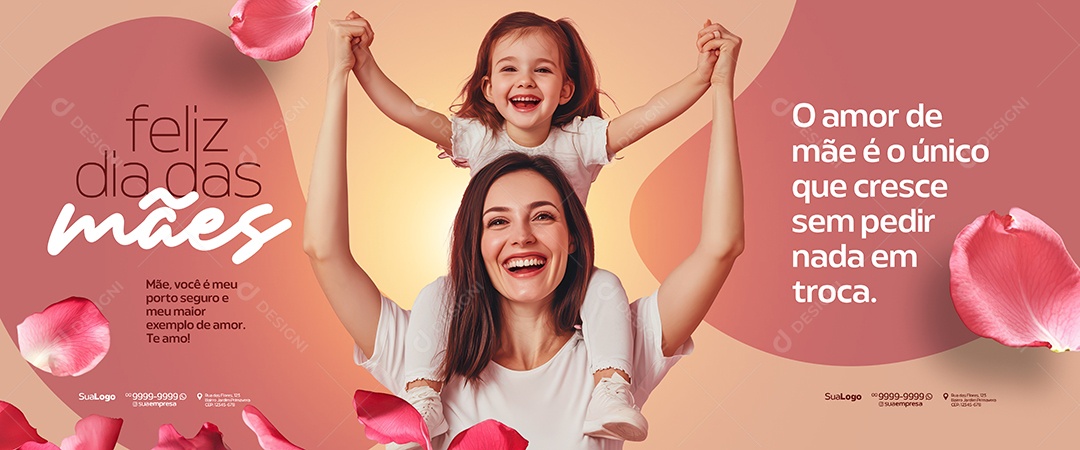 Banner Feliz Dia Das Mães Mãe Você é Meu Maior Porto Seguro Social Media PSD Editável