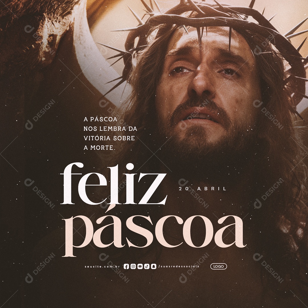 Feliz Páscoa 20 de Abril Vitória Sobre a Morte Social Media PSD Editável