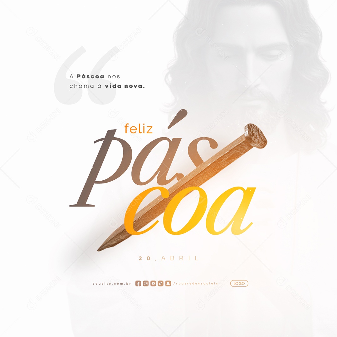 Feliz Páscoa 20 de Abril Social Media PSD Editável