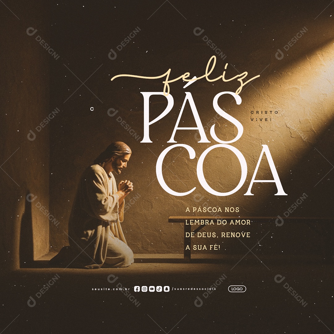 Feliz Páscoa 20 de Abril Amor de Deus Social Media PSD Editável