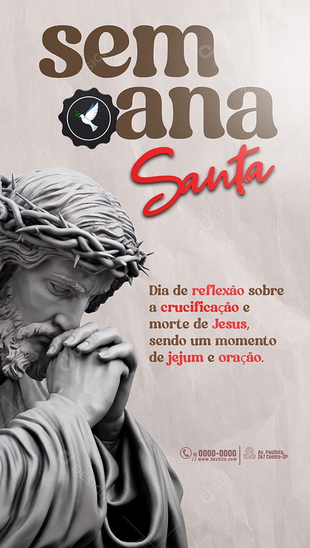 Story Semana Santa Dia de Reflexão Sobre a Crucificação Social Media PSD Editável