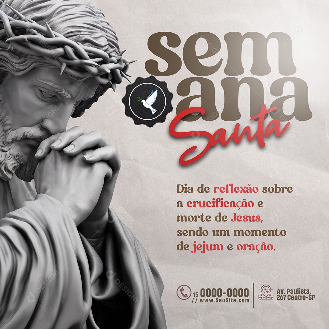 Semana Santa Dia de Reflexão Sobre a Crucificação Social Media PSD Editável