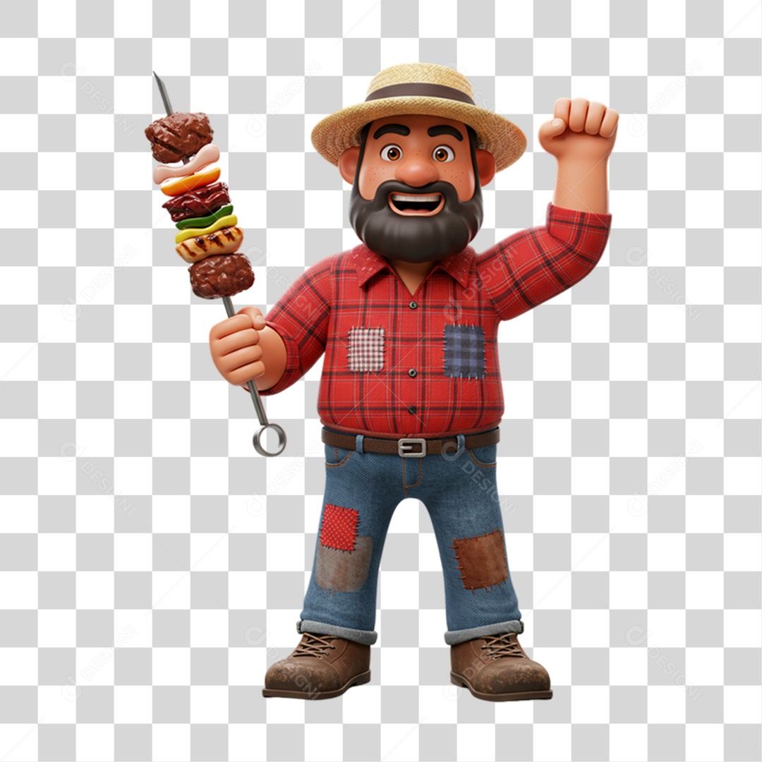 Personagem Homem com Roupa de Festa Junina PNG Transparente