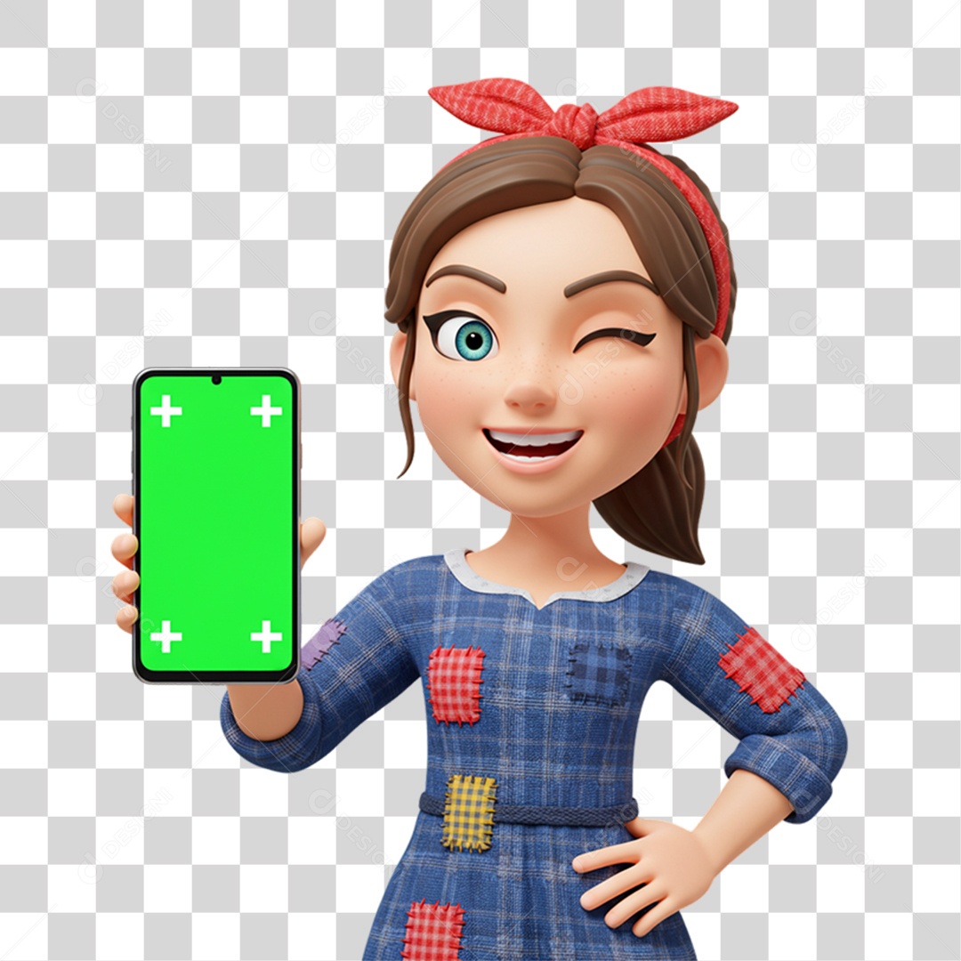 Personagem Mulher com Roupa de Festa Junina PNG Transparente