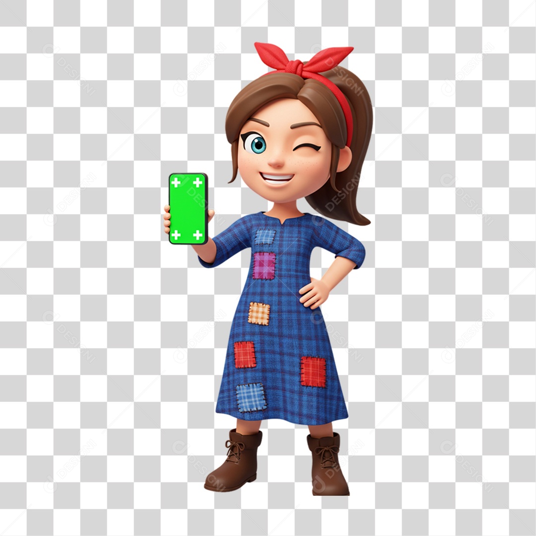 Personagem Mulher com Roupa de Festa Junina PNG Transparente