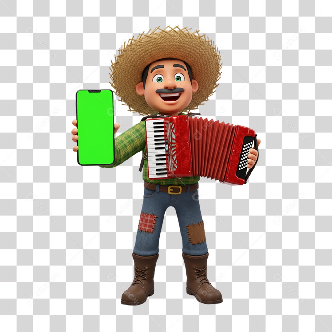 Personagem Homem com Roupa de Festa Junina PNG Transparente