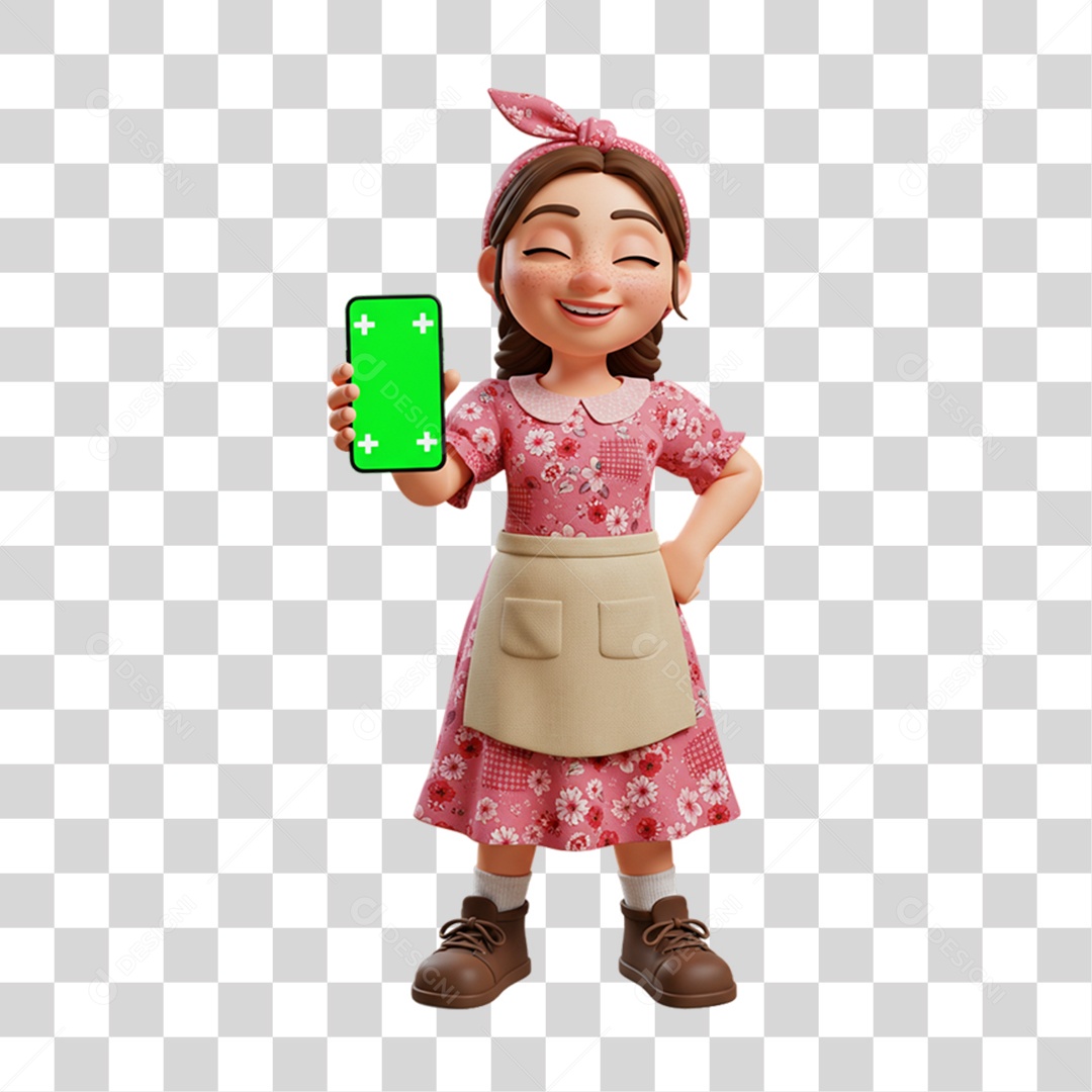 Personagem Mulher com Roupa de Festa Junina PNG Transparente