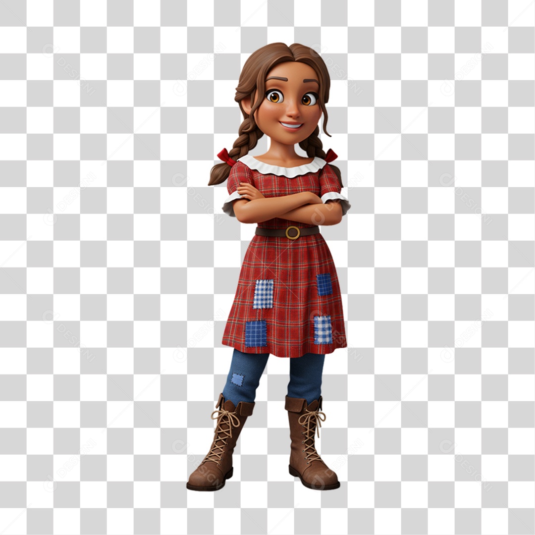 Personagem Mulher com Roupa de Festa Junina PNG Transparente
