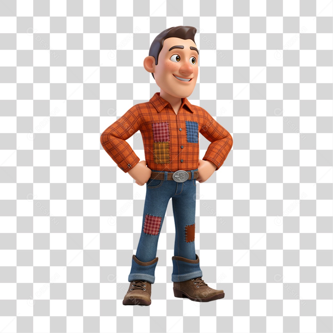 Personagem Homem com Roupa de Festa Junina PNG Transparente