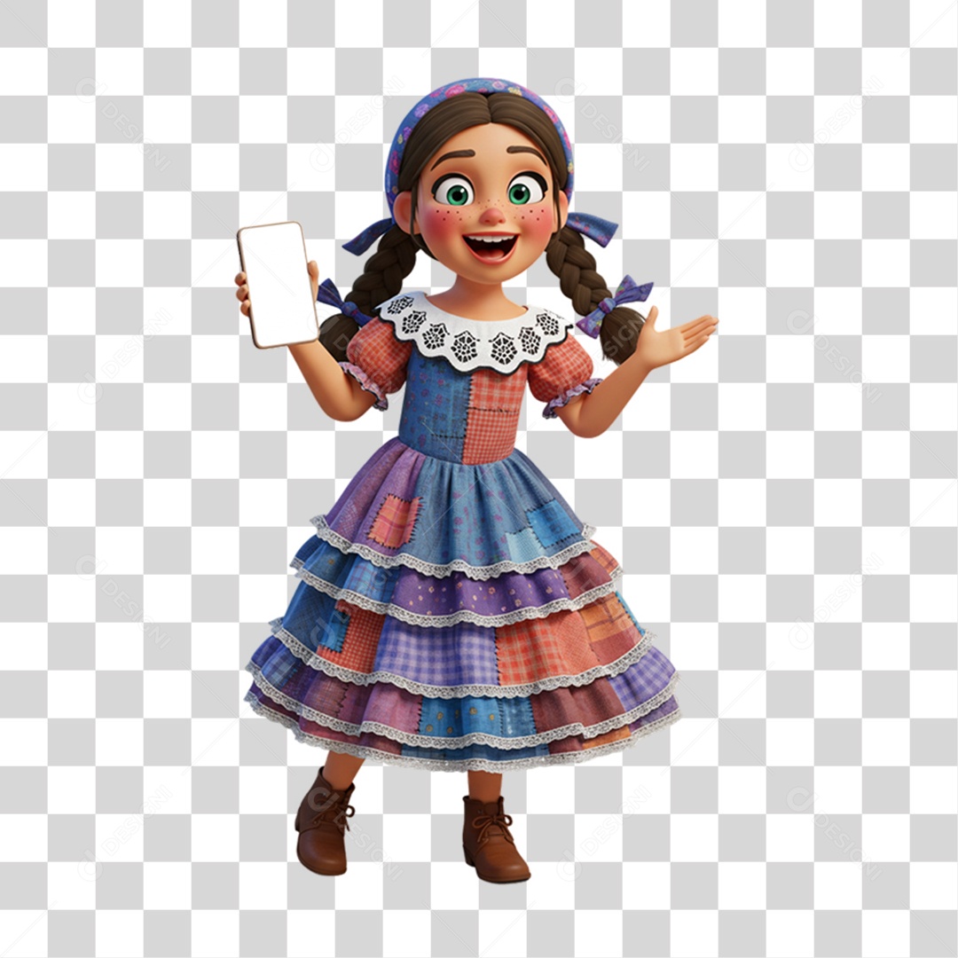 Personagem Mulher com Roupa de Festa Junina PNG Transparente
