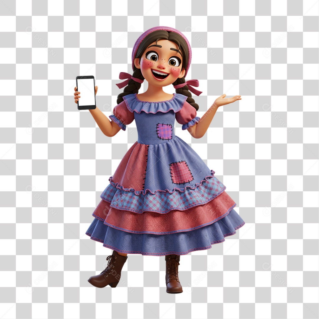 Personagem Mulher com Roupa de Festa Junina PNG Transparente