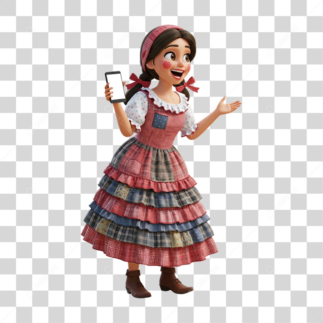 Personagem Mulher com Roupa de Festa Junina PNG Transparente
