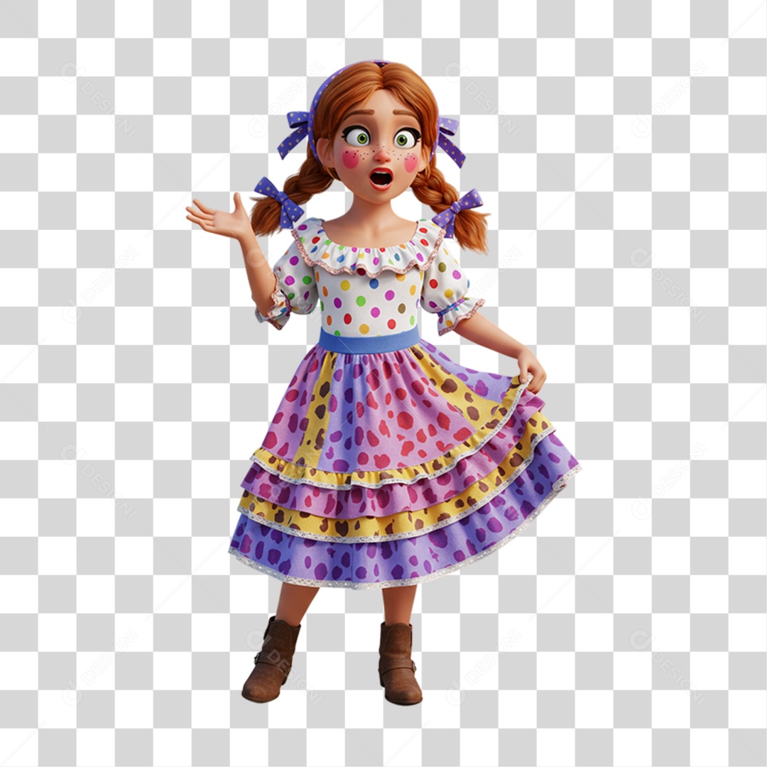 Personagem Mulher com Roupa de Festa Junina PNG Transparente