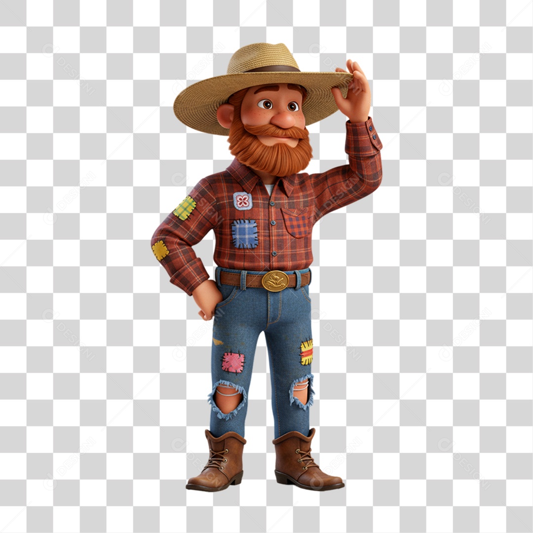 Personagem Homem com Roupa de Festa Junina PNG Transparente