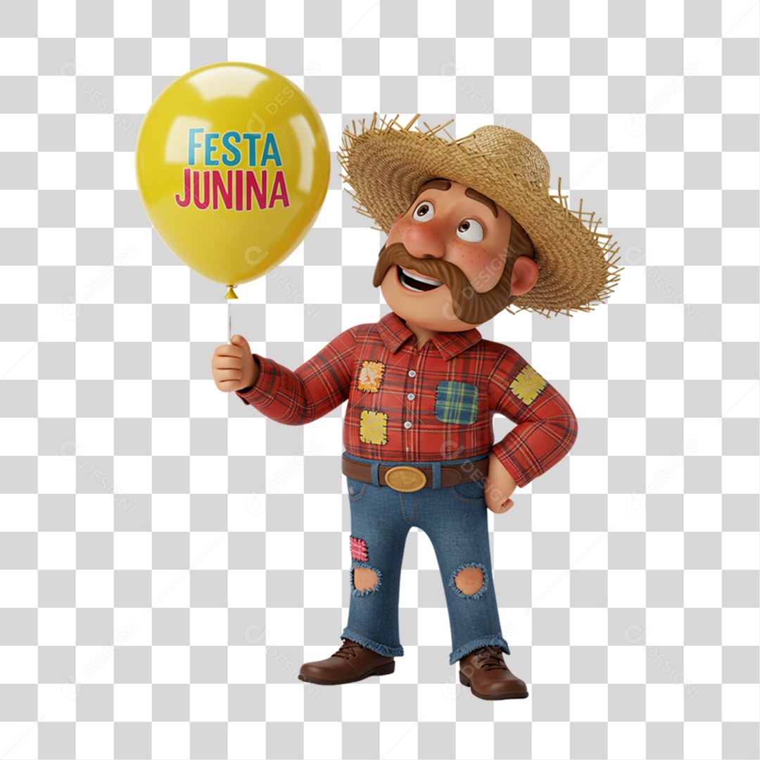 Personagem Homem com Roupa de Festa Junina PNG Transparente