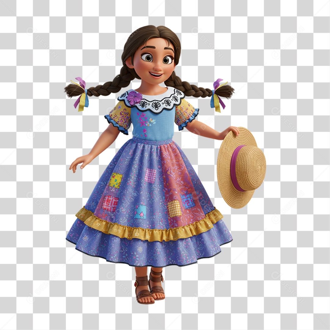 Personagem Mulher com Roupa de Festa Junina PNG Transparente