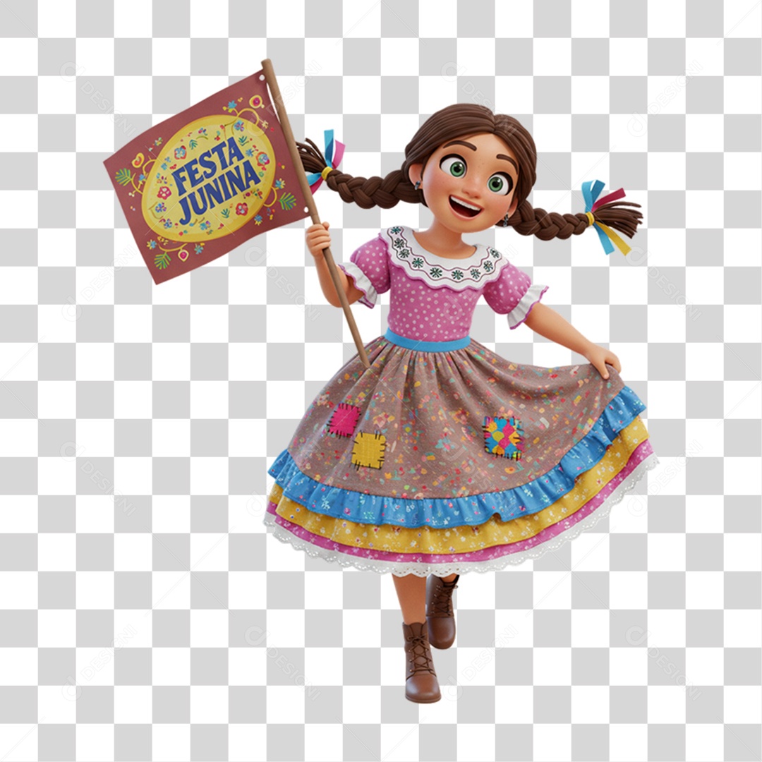 Personagem Mulher com Roupa de Festa Junina PNG Transparente
