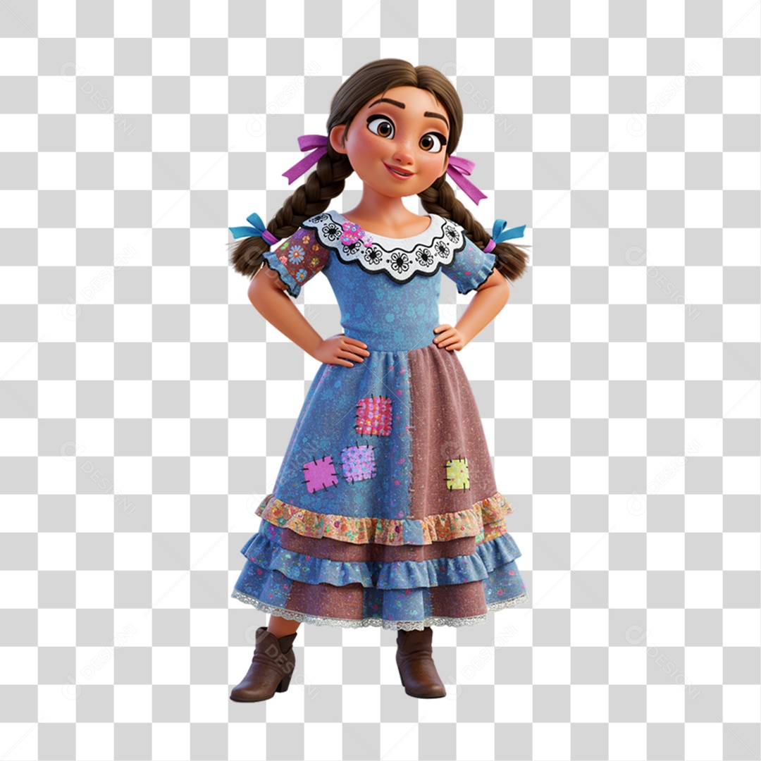 Personagem Mulher com Roupa de Festa Junina PNG Transparente
