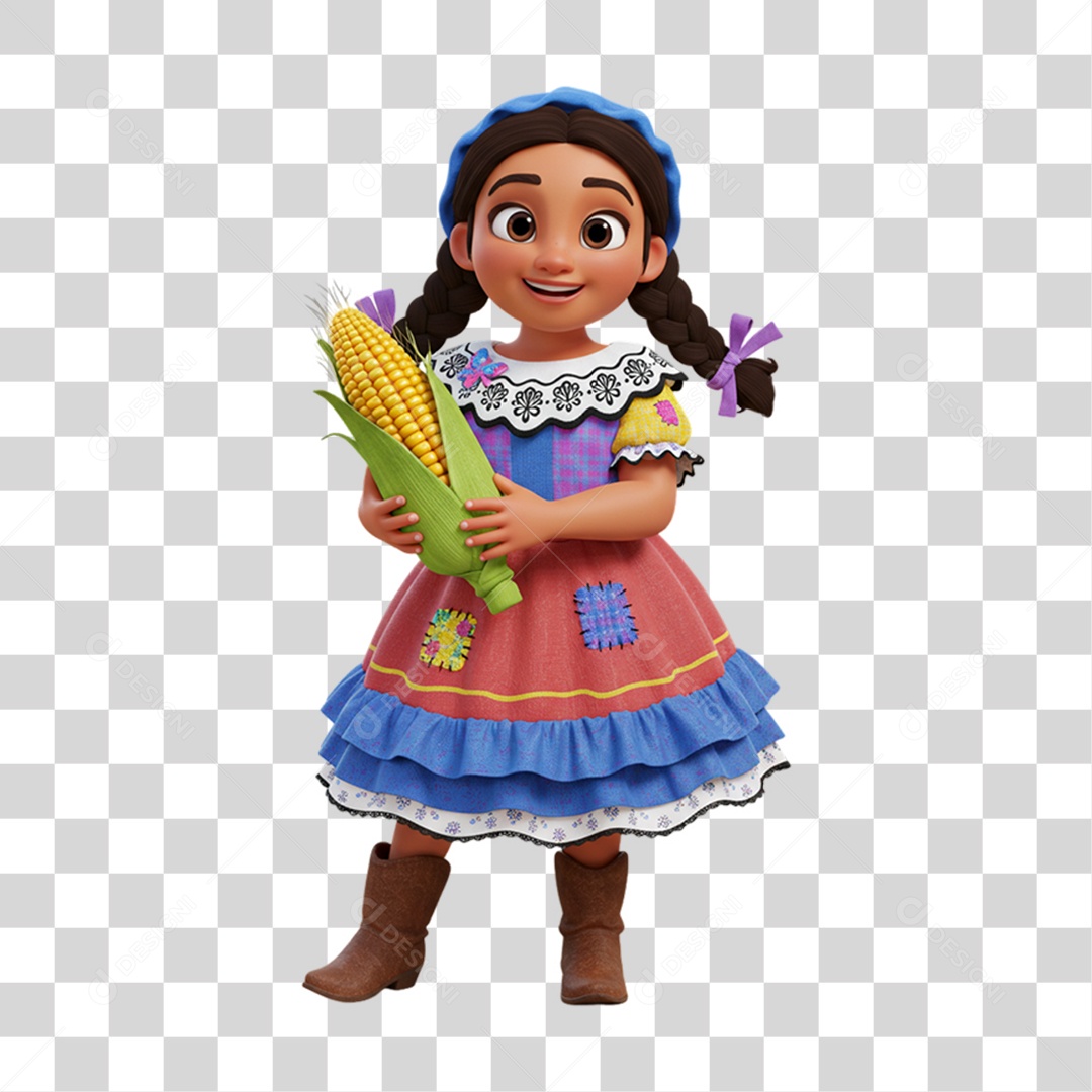 Personagem Mulher com Roupa de Festa Junina PNG Transparente